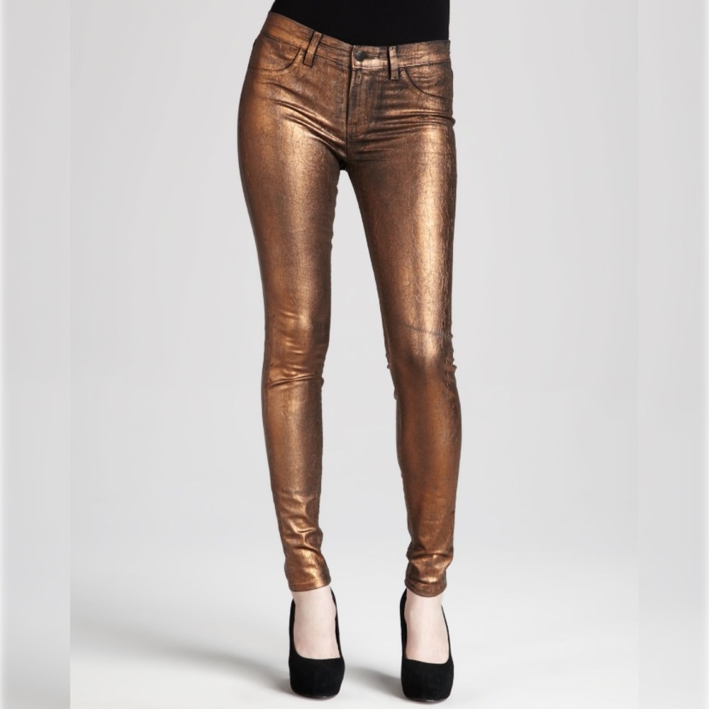NWT J Brand Metallic Bronze Skinny Jeans size 24 - Picture 3 of 16